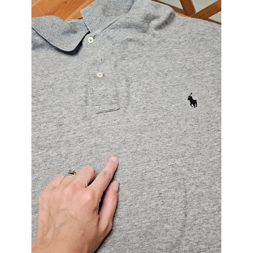 Polo Ralph Lauren Polo Shirt Men 3XLT Gray Short Sleeve Cotton Big & Tall Pony